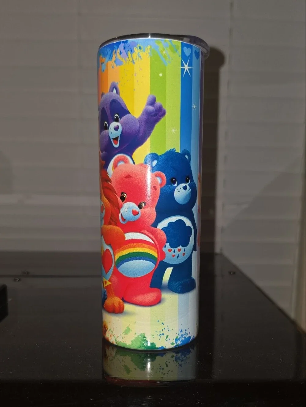 Rainbow Care Bears Tall Tumbler with Playful Character Art
